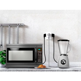 Q-connect Power Cube 6 en 1 Regleta con 3 Tomas, 2 USB y 1 USB-C para Pared