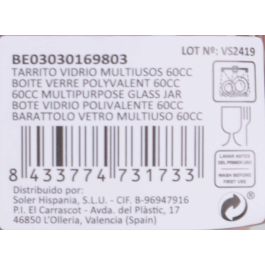 Mediterraneo Tarrito Vidrio Multiusos 60 cc 4.4 cm (ancho) x 5.5 cm (alto) x 4.4 cm (largo) (72 Unidades)