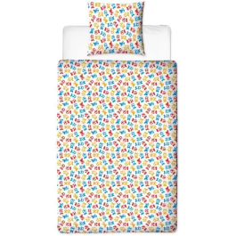 Mario Bros Juego de cama reversible AABFA32170 - Mario y sus amigos - Microfibra - 1 funda nórdica 140 x 200 cm + 1 funda de almohada 63 x 63 cm