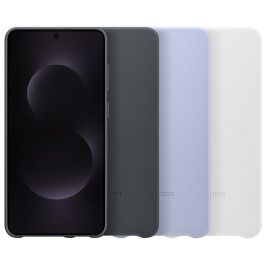 Samsung Funda AAARP00436 para Galaxy S25 Edge de Piel Auténtica Gris Claro - Protección contra Golpes y Arañazos