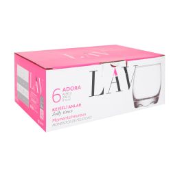 Lav Set 6 Vasos Agua 290 cc Adora 7x7x8.7 cm (8 Cajas)