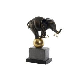 DKD Home Decor Figura Decorativa de Elefante Moderno, Escultura para Decoración de Interiores en Resina y Metal, Negro Dorado, 13x41x31 cm
