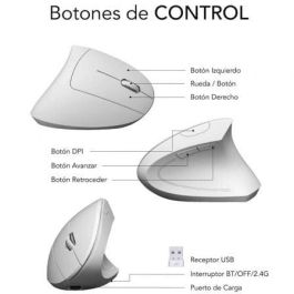 SUBBLIM Ratón GLIDE VERTICAL ERGO DUAL MOUSE BATTERY WHITE SUBBLIM Ratón GLIDE VERTICAL ERGO DUAL MOUSE BATTERY WHITE