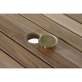 DKD Home Decor Mesa Comedor Terraza y Jardín Marrón Teca Extensible 100 x 180 cm (240cm) Set 9 piezas