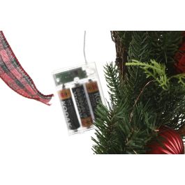 DKD Home Decor Corona de Navidad Tradicional con 50 LED, PVC, Verde y Rojo, 60x60 cm, Funciona con 3 pilas AA, Pack 2 Unidades
