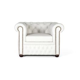GINER Y COLOMER Sillón Chester Uniplaza Tapizado en Piel Natural Acabado Blanco