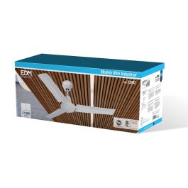 Edm Ventilador de techo mini industrial blanco Ø120cm, 5 velocidades, control de pared