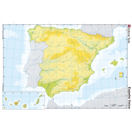 Teide Mapa Mudo Color Din A4 España Físico 210 x 297 mm