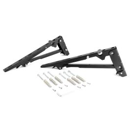 Herrajes Alk Escuadra Abatible Gloria 350mm, Acabado Negro, para Estantes y Mesas Plegables, Carga Máxima 80kg (Juego)
