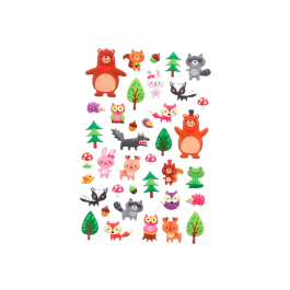 Imaginovo Pegatinas Cute Animales Bosque con Relieve 190x105 mm