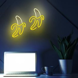 Forever Neón LED Banana Blanco/Amarillo con Pilas AA o USB Decoración para Salón y Espacios Modernos