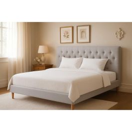 DKD Home Decor Cama Urban Crudo 219x104x170 cm para colchón de 150x200 de Poliéster y Madera