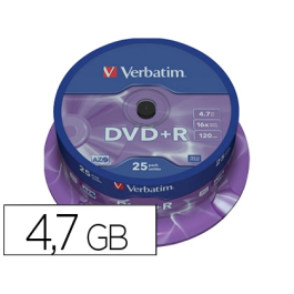 Verbatim DVD+R 4.7GB 16x Tarrina 25 Unidades Tecnología AZO HardCoat Scratch Guard Precio: 9.78999989. SKU: B1GY442RAZ