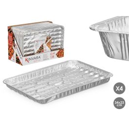 Set 4 Bandejas Aluminio Rect Grill Calada 34X23Cm Kinvara (24 Unidades)