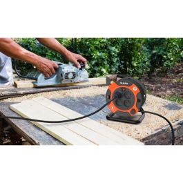 QUARX QUA1719190980885 Enrollador de cable para bricolaje 15 m, H05VV-F 3G1,5 mm², con disyuntor térmico