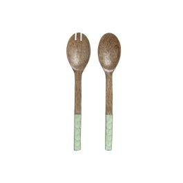 DKD Home Decor Utensilios Moderno Set de 2 Lacado Verde Natural, 32 cm. Apto para Lavavajillas - Colección National Green