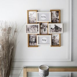 Home Deco Factory Marco 9 Fotos Madera y Blanco para 9 fotos de 10x15 cm