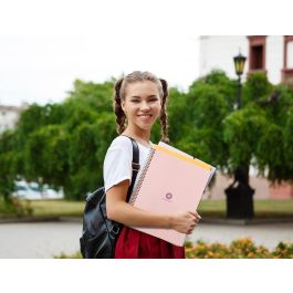 Cuaderno Espiral A4 Micro Antartik Dots Tapa Forrada 80H 90 gr Rayado Puntos 1 Banda 4 Taladros Rosa