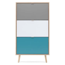 Finori CUBA Zapatero 18 pares - Roble Sonoma y Gris Claro - L 70 x P 24 x H 127 cm