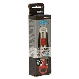 WEDO 78 830 Cúter de Seguridad con Cuchilla Larga Retráctil Intercambiable de Acero Inoxidable 60x19mm Negro/Rojo
