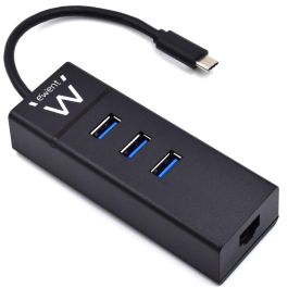 Ewent EW1141 Hub USB 3 Puertos 3.1 Gen1 Tipo C con Puerto Gigabit LAN, Negro Precio: 23.78999997. SKU: S0228102