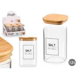 Bote Cuadrado Borosilicato Tapa Bambu Salt 1,2L Vivalto 10X16CM (12 Unidades) Precio: 40.49999954. SKU: B1DXFTCXWX