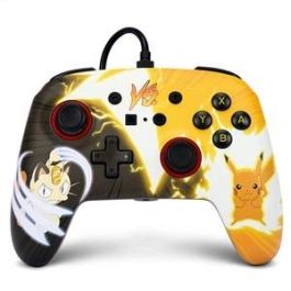 Power A Mando con Cable NSGP0039-02 para Nintendo Switch Pikachu vs. Meowth, Control con Cable Mejorado con Botones Asignables y Cable de 3m