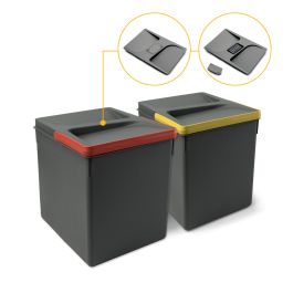 Emuca Contenedores para cajón de cocina Recycle con tapa anti olores, Altura 266, 2x15litros, Plástico gris antracita Precio: 33.90000009. SKU: B1CPD6ARNL