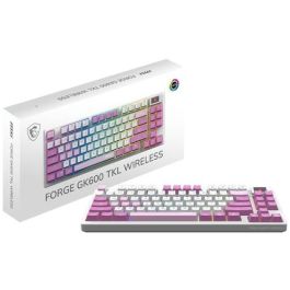 MSI Forge GK600 TKL W Violet ES Teclado Gaming USB Tipo C Español Rosa Blanco