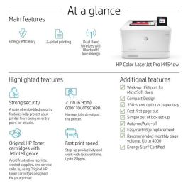 HP Color LaserJet Pro M454dw Impresora Láser Color Profesional A4 con WiFi, 28 ppm, Resolución 600x600ppp
