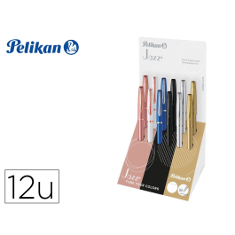 Pelikan Bolígrafo Jazz Noble Elegance, Tinta Azul, Mecanismo Giratorio, Expositor 12 Unidades