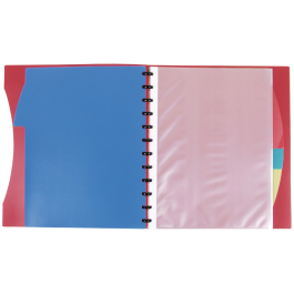 Carpeta Liderpapel A4 con 40 Fundas Intercambiables, 5 Separadores, Sobre, Portada Personalizable y Gomilla, Rojo