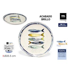 La Mediterran Plato Llano Melamina Brillo Peixe 25.5 cm (24 Unidades)