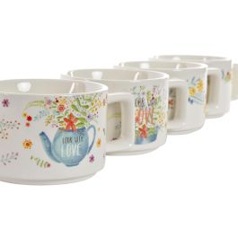 DKD Home Decor Café Shabby Folk Cook with Love Multicolor Dolomita Bambú Metal Set de 4 Piezas 10.5 x 25 x 13.5 cm