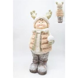 DKD Home Decor Figura Decorativa de Navidad Fantasía Rosa Blanco Dorado Magnesia 18x49.5x20.5cm (2 Unidades) para Niños