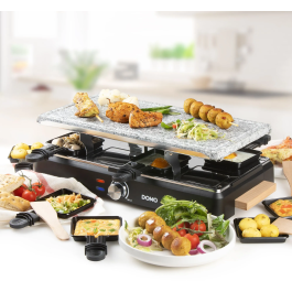 Domo DO9262G Raclette para 8 Personas con Piedra de Cocción y Parrilla 1400 W