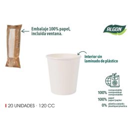 Set de 20 vasos blancos de cartón 120 cc Algon (24 Unidades) Precio: 14.49999991. SKU: B1JAY9B7CK