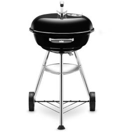 Weber Compact Kettle Barbacoa de Carbón Ø47 cm, para 6 personas, cuerpo acero esmaltado, rejilla de cocción cromada, Color Negro