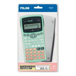 Milan m240 silver Calculadora Científica 240 Funciones 10+2 Dígitos Pantalla 2 Líneas Verde Turquesa con Tapa Protectora
