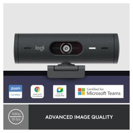 Logitech Brio 500 Webcam Full HD 1080p, Campo Visual Ajustable 90°/78°/65°, Enfoque Automático, Grafito