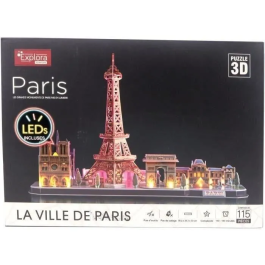 Explora Puzzle Luminoso 3D Monumentos de París EXP3301045400525 Juego de Construcción 115 Piezas