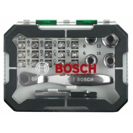 Bosch 26 piezas Juego de Tornillos con Trinquete, Puntas Destornillador Color Magnético