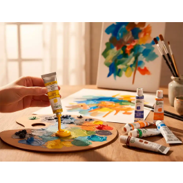 Liderpapel Pintura Acrílica Caja de 12 Tubos de Aluminio de 12 ml Colores Surtidos