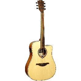 LAG Guitarra Acústica Dreadnought Cutaway A/E Tramontane 88 - Natural Abeto Engelmann Macizo Khaya Bronce Stage LAG