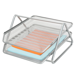 Q-connect Bandeja Sobremesa Metálica Rejilla GXA100 Plata 2 Bandejas Movibles 300x185x350 mm