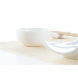 DKD Home Decor Set de 9 Piezas Sushi Oriental Natural Blanco Bambú Gres 28.5 x 19.5 x 3.3 cm