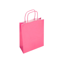 Q-connect Bolsa regalo papel celulosa rosa L con asa retorcida 320x140x400 mm