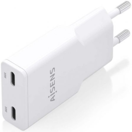 Cargador GaN de Pared Aisens ASCH-30W2P048-W/ 2xUSB Tipo-C/ 30W/ Blanco