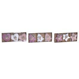 Decoracion Colgante Navidad Fantasia DKD Home Decor Rosa Blanco 8 x 1 x 22 cm Set de 3 (3 Unidades)