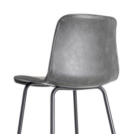 Taburete Negro Metal / Simil Piel 47 X 47 X 103 cm